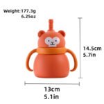Cute Children's Food-Grade Silicone Straw Cups Handle Lid Baby Learning Drink Drop Resistant BPA Free 200ml Capacity - Image 6